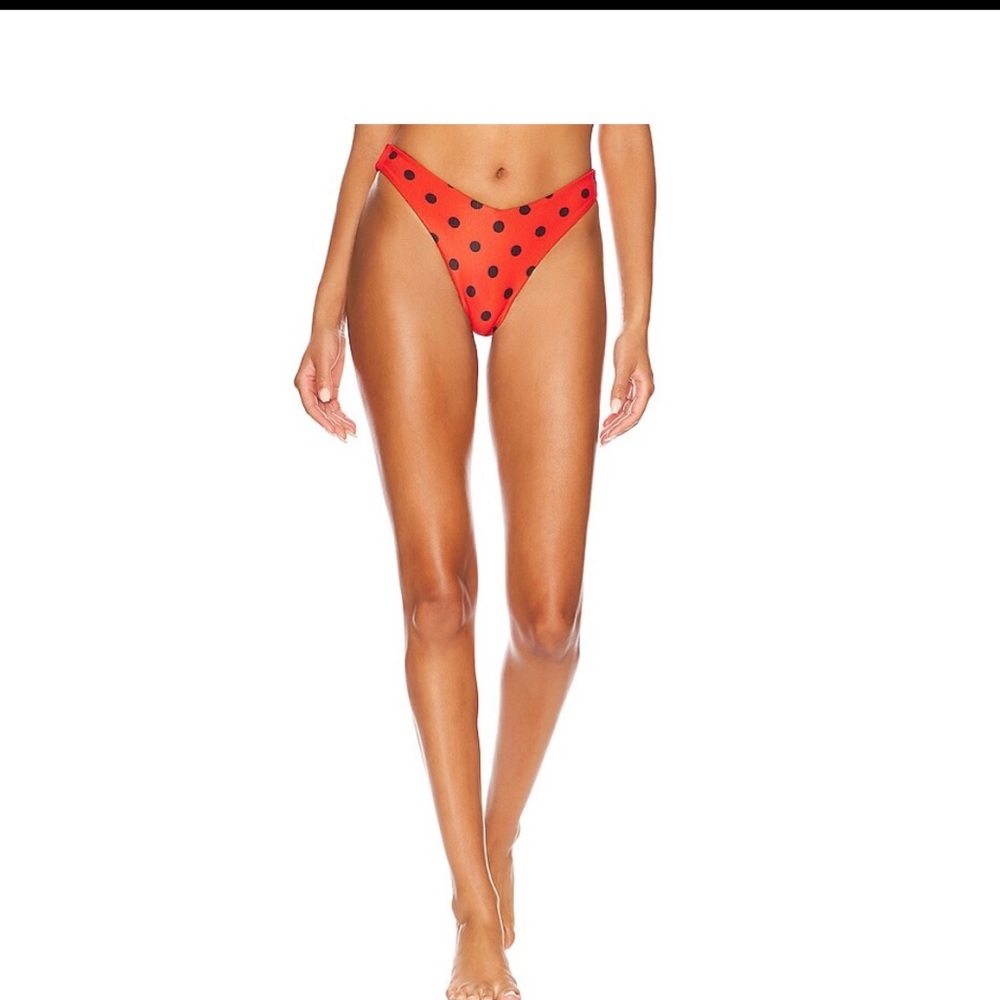 Beach Riot Red Polka Dot Bikini low rise Bottom